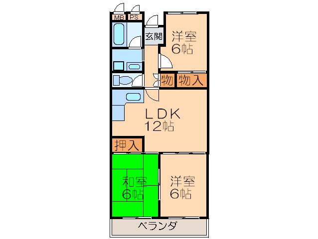 高槻ガーデンヒルズ(3LDK/3階)の間取り写真