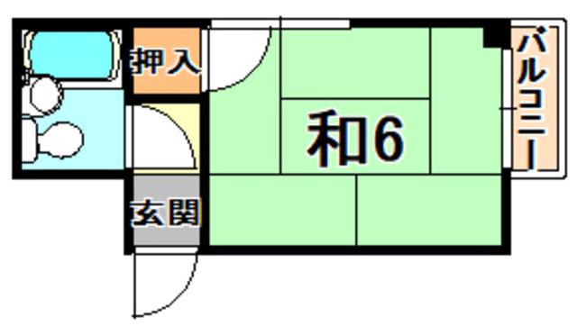 春日野道ロイヤルハイツ(ワンルーム/4階)の間取り写真