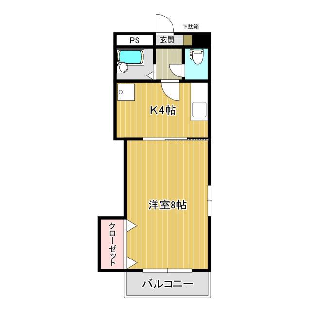 ウエルス江本(1K/2階)の間取り写真