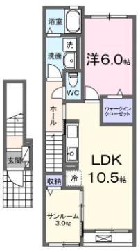 エアリー(1SLDK/2階)の間取り写真