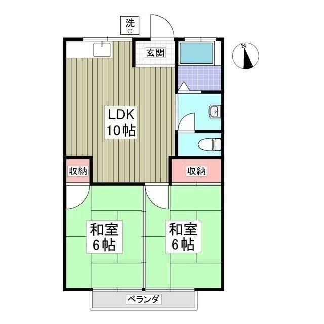 コーポゆり(2LDK/2階)の間取り写真