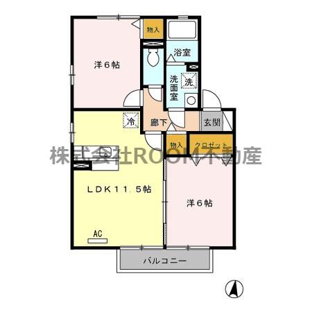 Dコート南横市(2LDK/2階)の間取り写真
