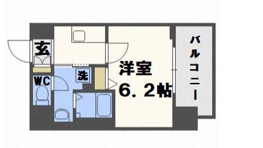 セオリー夕陽丘DOOR(1K/7階)の間取り写真