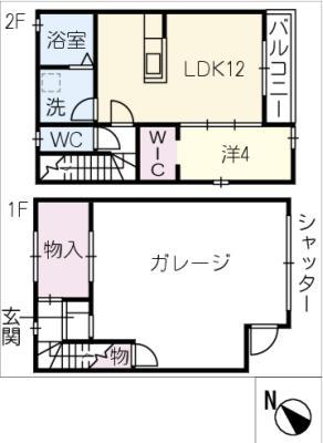 G・H羽島中央 B棟(1LDK/2階)の間取り写真