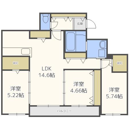 アオアクア円山 N4(3LDK/1階)の間取り写真