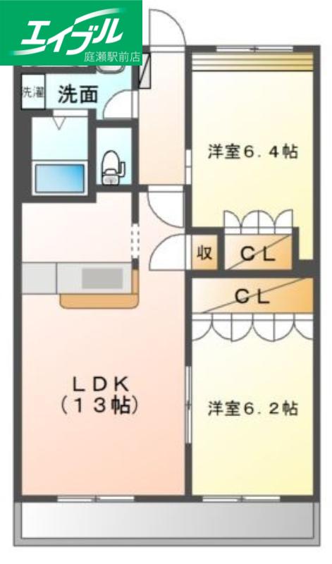 アメニティ羽島(2LDK/1階)の間取り写真