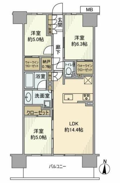 メイツ深川住吉(3LDK/6階)の間取り写真