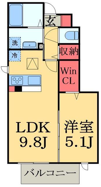 ディアコート5(1LDK/1階)の間取り写真