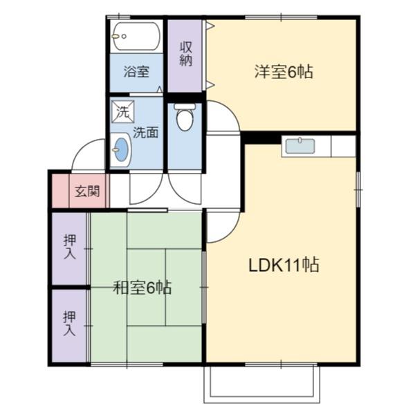 エバーグリーン C棟(2LDK/2階)の間取り写真
