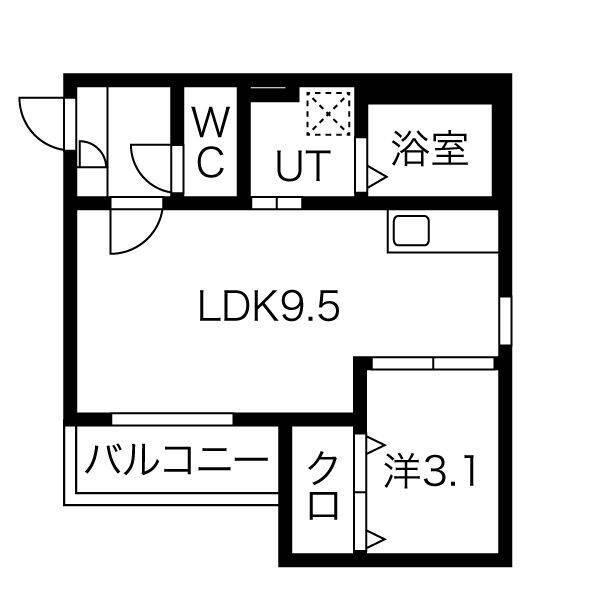 CRECIA浄心(1LDK/2階)の間取り写真