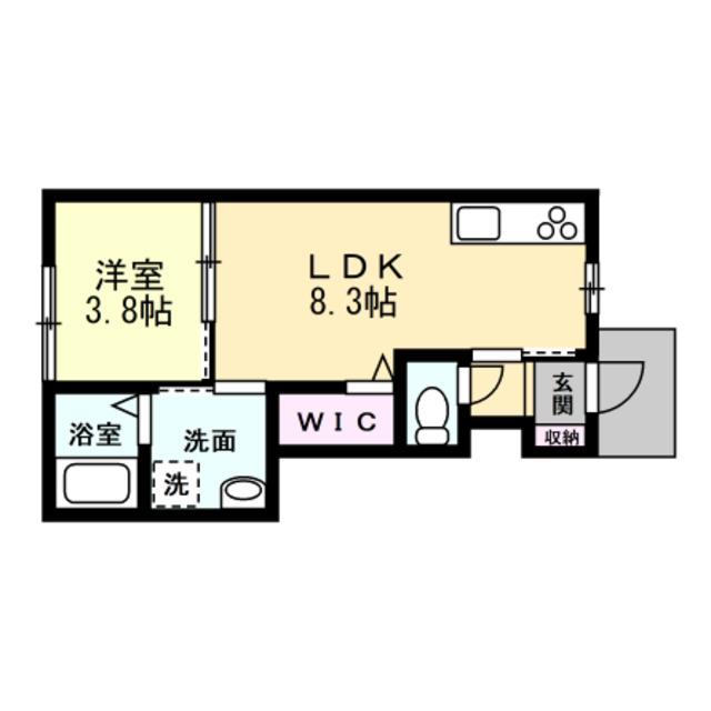 ENCIEL(1LDK/1階)の間取り写真