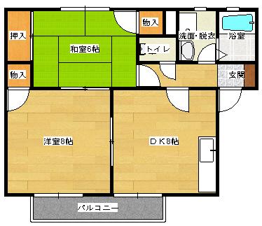 サンライズ矢賀A棟(2DK/2階)の間取り写真