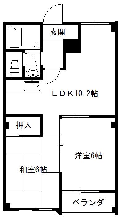 ハイツアップル(2LDK/2階)の間取り写真
