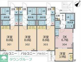 カインドネス相模大野II(1K/2階)の間取り写真