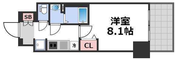 プレサンス谷町九丁目駅前(1K/7階)の間取り写真