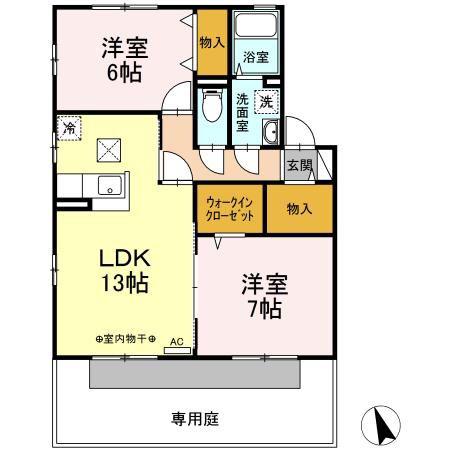 第2サニーサイト(2LDK/1階)の間取り写真