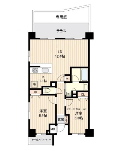 グラヴェル幕張(1SLDK/1階)の間取り写真
