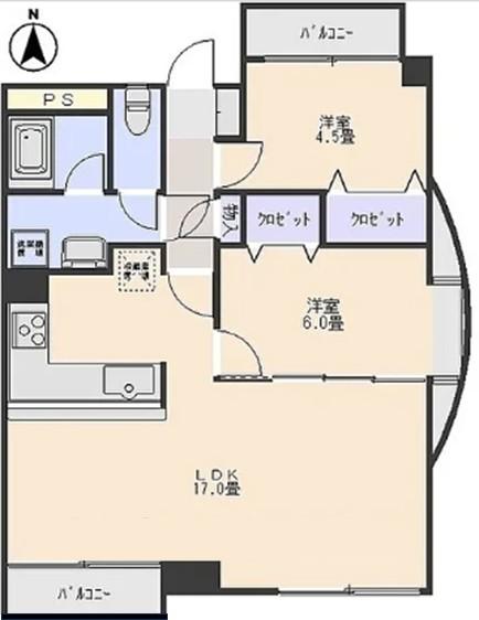 アルファ文京町マンション(2LDK/2階)の間取り写真