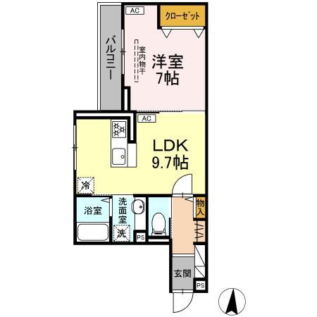 クレーア中央林間(1LDK/3階)の間取り写真