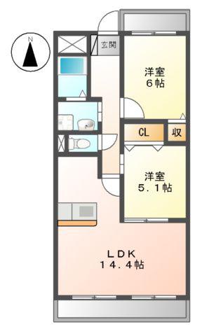 ミラージュファースト(2LDK/3階)の間取り写真