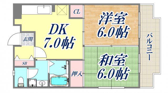 近畿荘(2DK/1階)の間取り写真