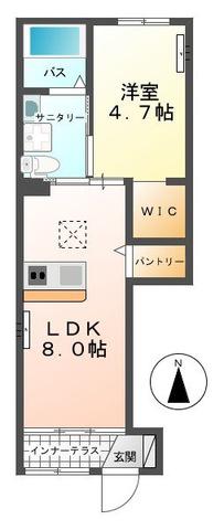 ラリュールI 1LDK(1LDK/1階)の間取り写真