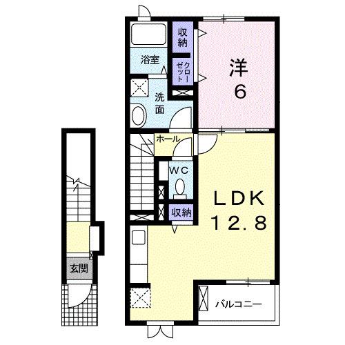 カサエテルノII(1LDK/2階)の間取り写真