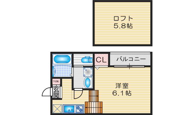 PALOS VERDES(1SK/2階)の間取り写真
