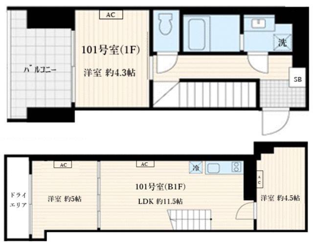 SKULD神楽坂(3LDK/B1階)の間取り写真