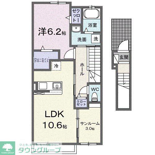 エクシードV(1LDK/2階)の間取り写真