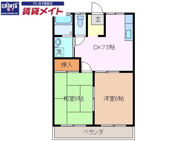 REANA鈴鹿アパートメント(2DK/2階)の間取り写真