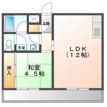 対中ハイツ(1LDK/2階)の間取り写真