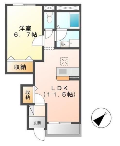 ヴィーヴテソロ(1LDK/1階)の間取り写真