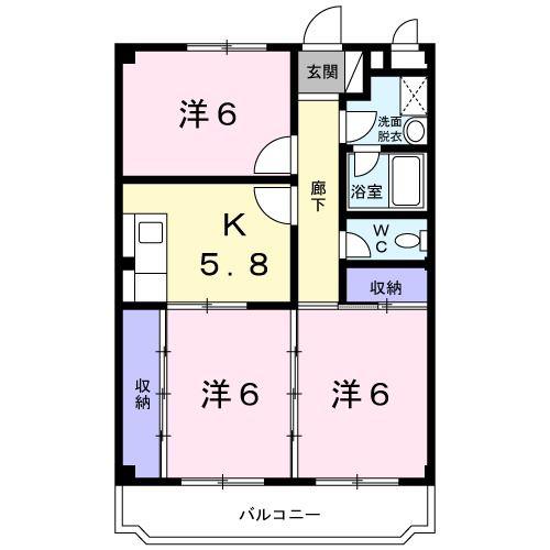 ウィン長谷川(3K/1階)の間取り写真