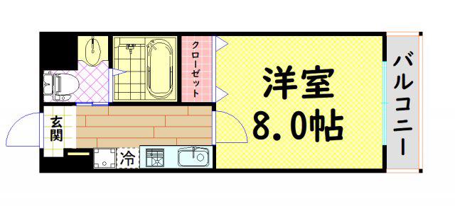PARK LANE MINAMI(1K/8階)の間取り写真