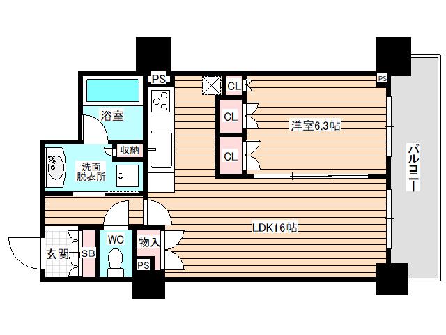 大阪福島タワー(1LDK/27階)の間取り写真
