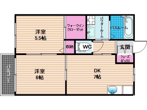 メゾンアムール(2DK/1階)の間取り写真