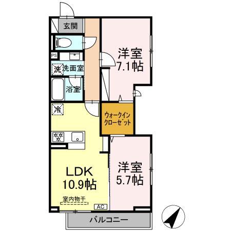 ホープハイツ(2LDK/2階)の間取り写真