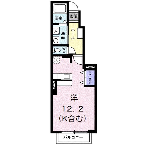キートス(ワンルーム/1階)の間取り写真