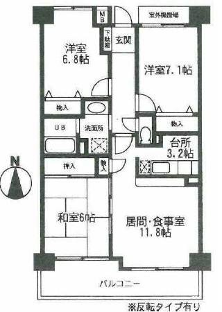 エスティ木場(3LDK/12階)の間取り写真