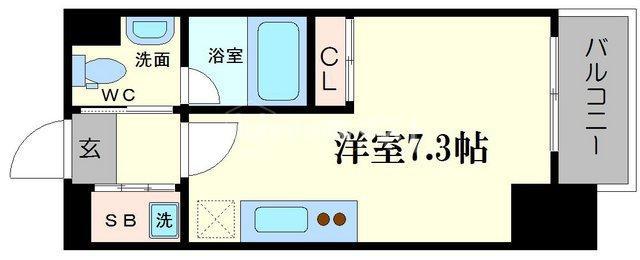 ドゥーエなんば南(ワンルーム/6階)の間取り写真