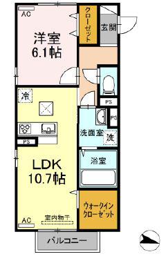 アルティメットM(1LDK/1階)の間取り写真