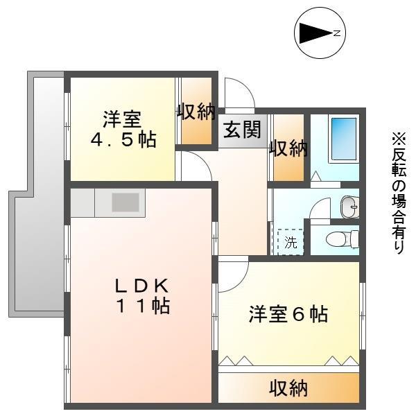 BLUE SKY ONE明野2番館(2LDK/4階)の間取り写真