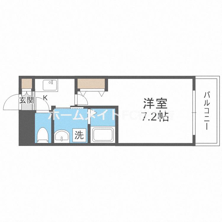 アスリート本町リバーウエスト(1K/4階)の間取り写真