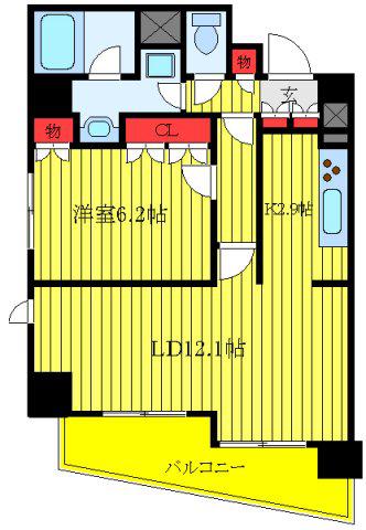 エスティメゾン赤羽(1LDK/13階)の間取り写真