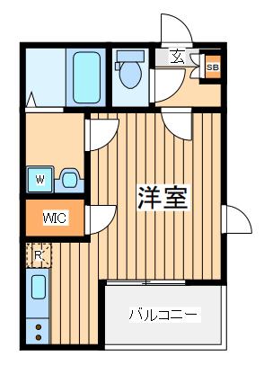 アンビション立川(ワンルーム/2階)の間取り写真