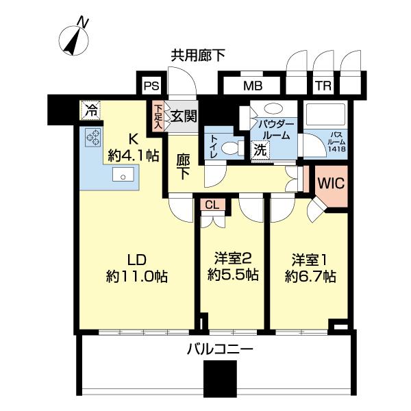 シティタワー新潟(2LDK/13階)の間取り写真