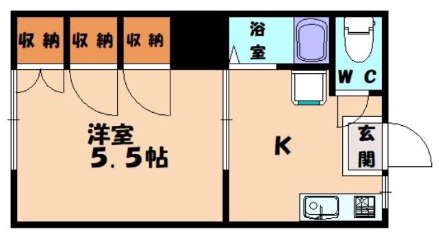 メルサハイツA(1K/1階)の間取り写真