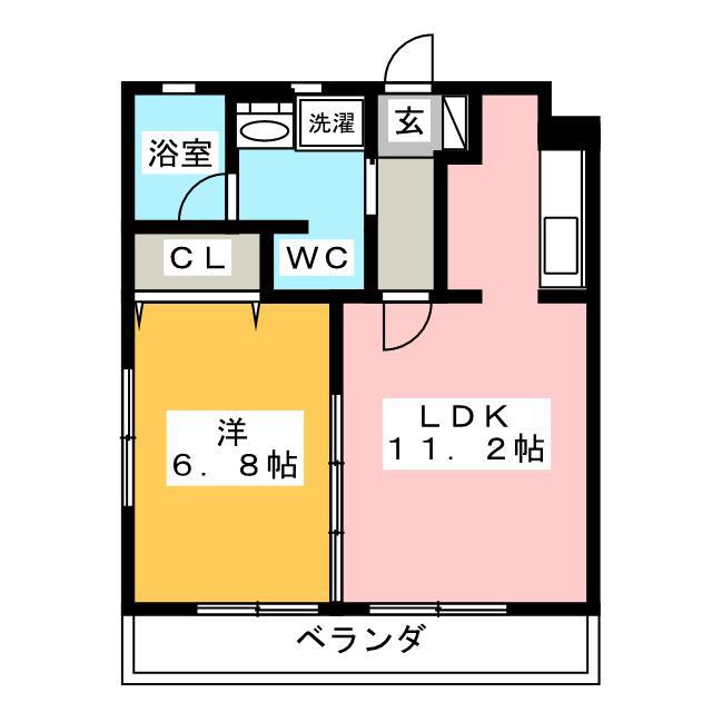 静岡鉄道静岡清水線 新静岡駅 徒歩51分 3階建 築18年(1LDK/2階)の間取り写真