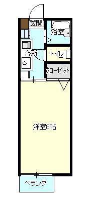 ルーベル遠石(1K/2階)の間取り写真